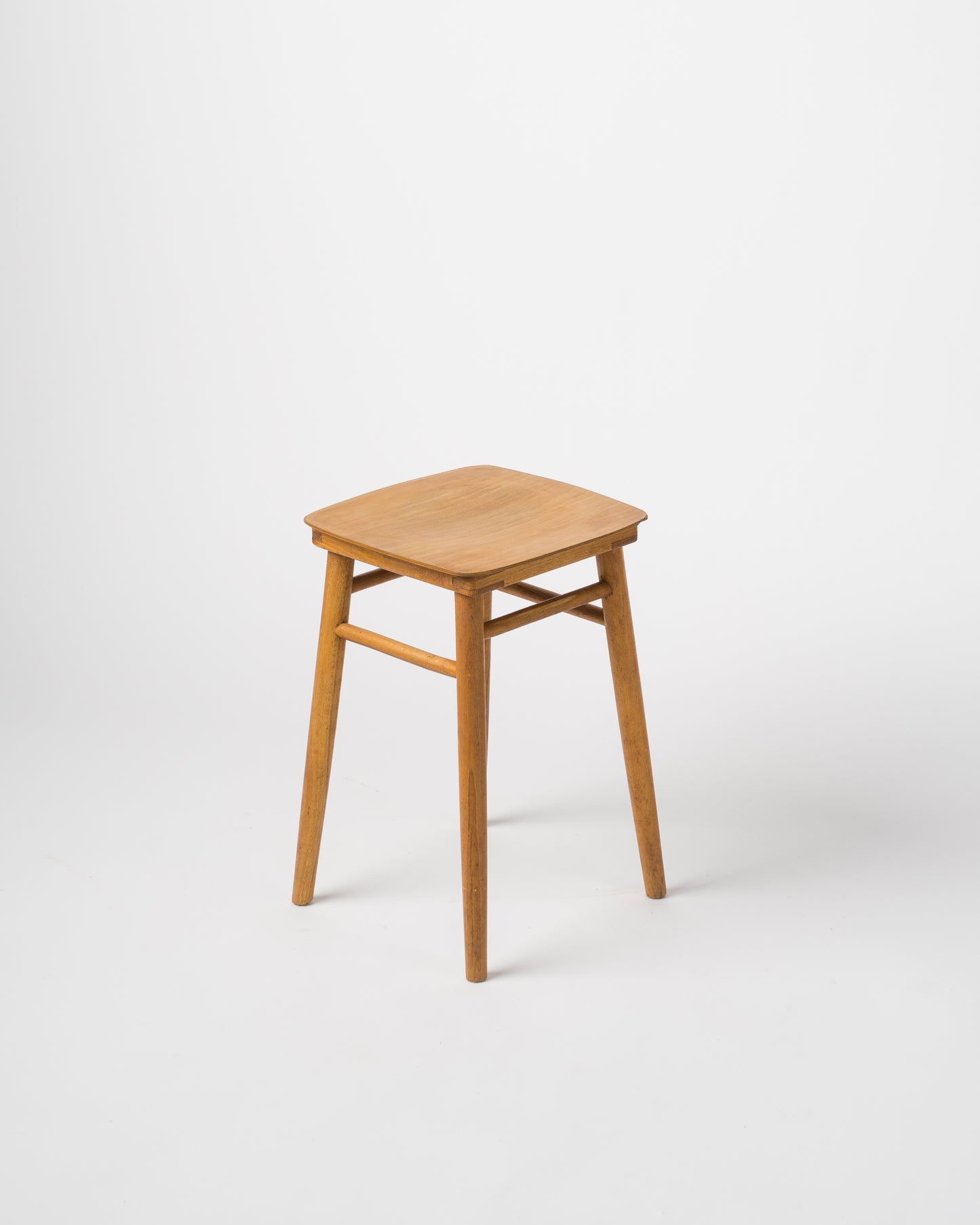 Minimalist Beech Wood Stool, France, 1960's