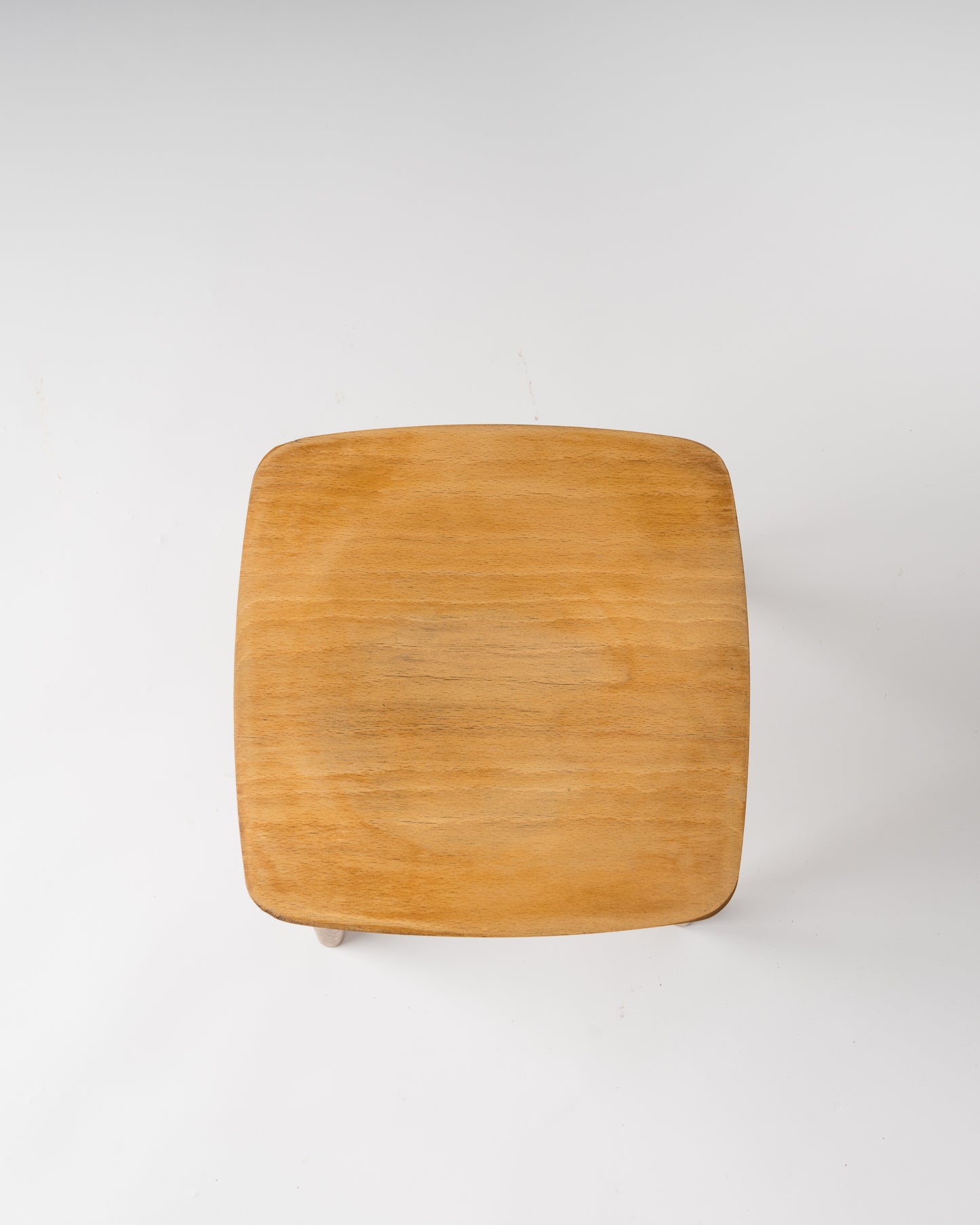 Minimalist Beech Wood Stool, France, 1960's