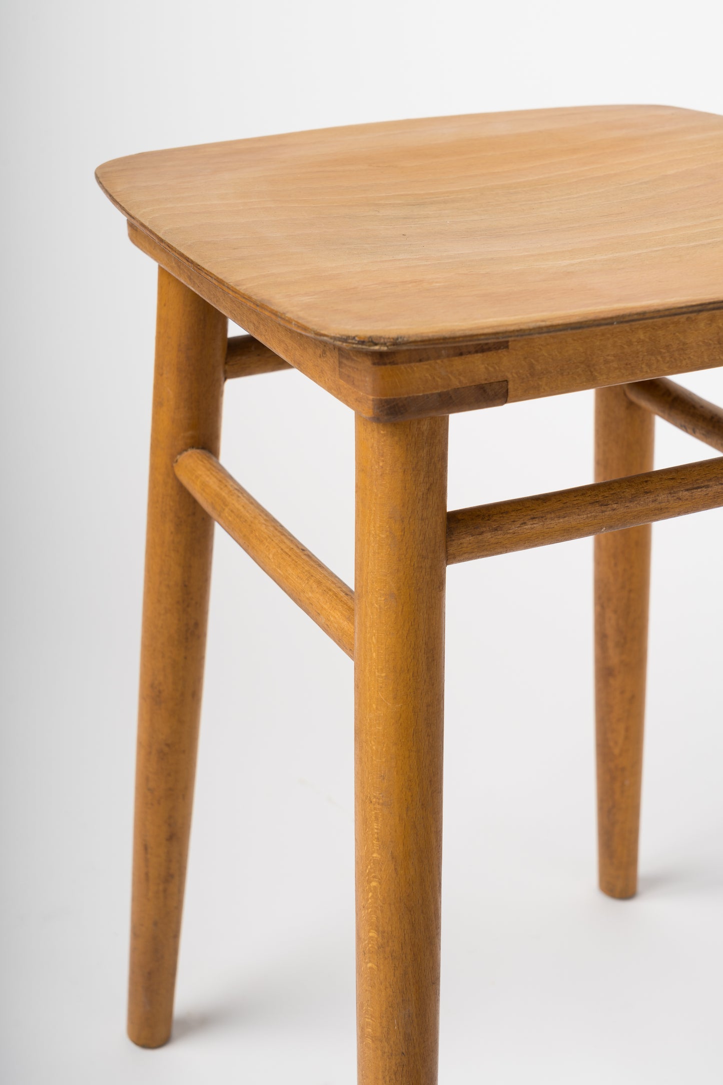 Minimalist Beech Wood Stool, France, 1960's