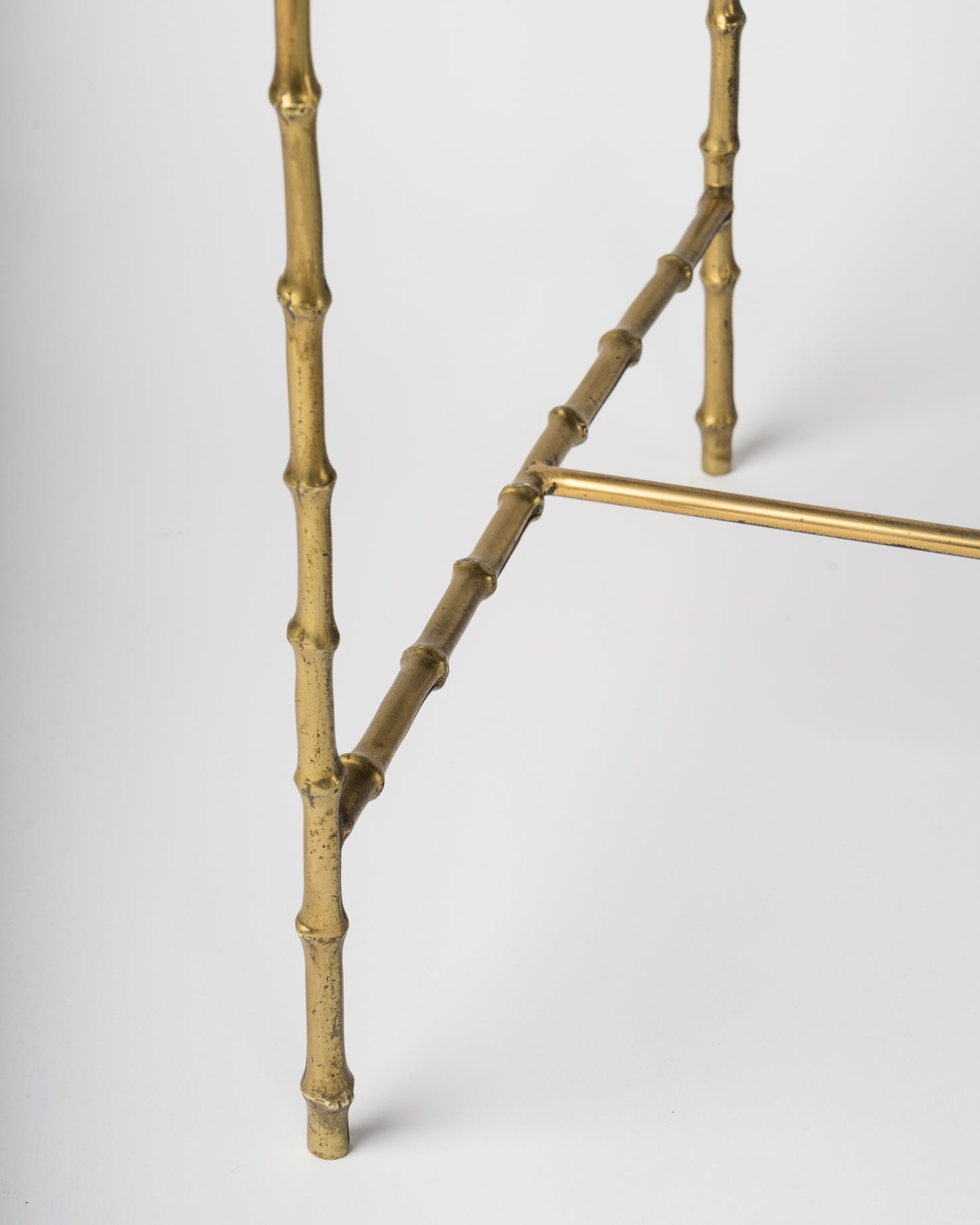 Maison Baguès Faux Bamboo Bronze Side Table w. Black Opaline Top, France 1960s