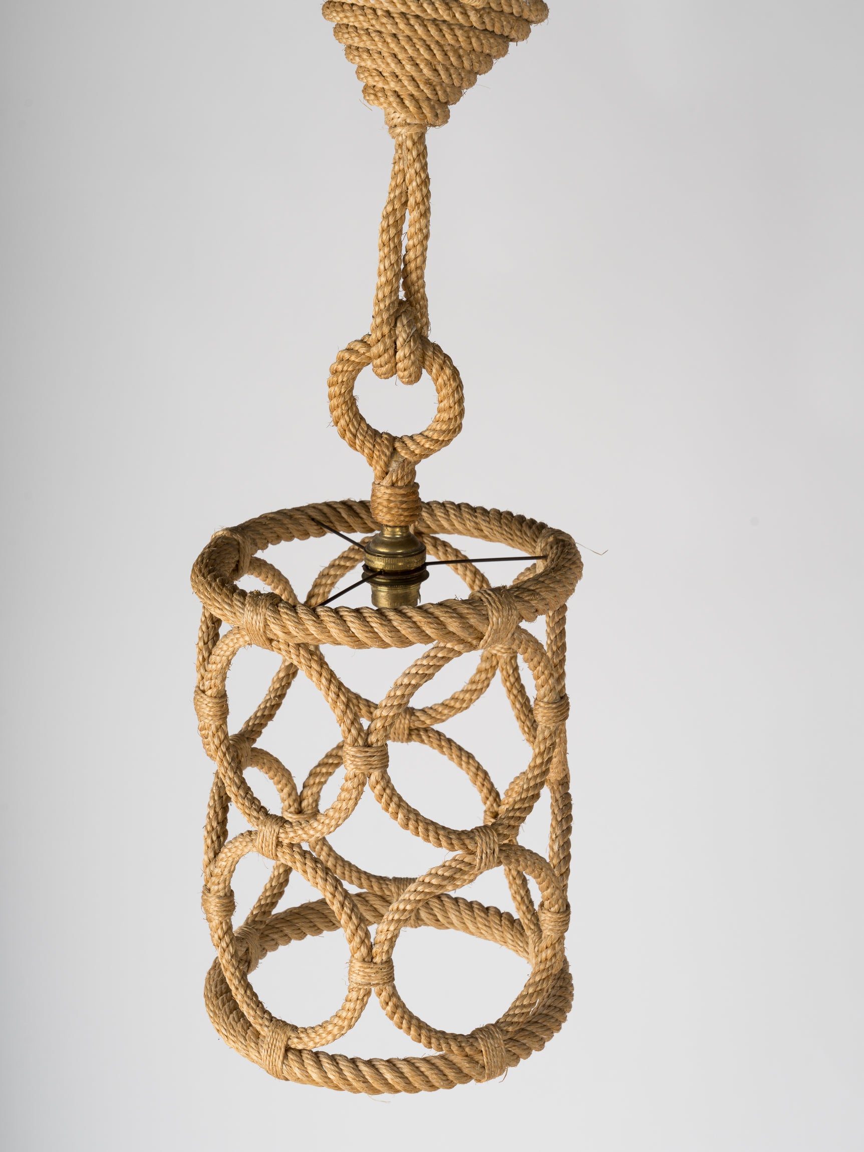 Lantern Shaped Rope Pendant by Audoux Minnet, France, 1960's