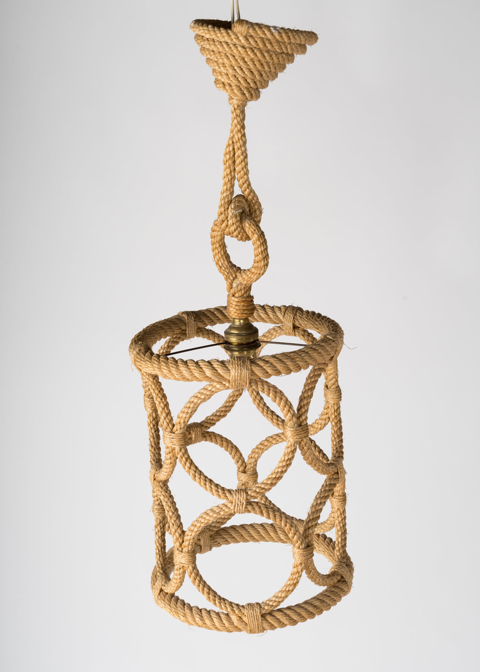 Lantern Shaped Rope Pendant by Audoux Minnet, France, 1960's