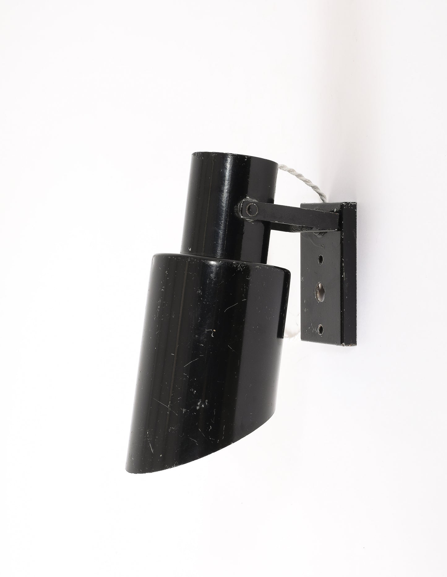 Signed Black Tole "Applique Volante" Plug In Sconces by Lita - France 1960's