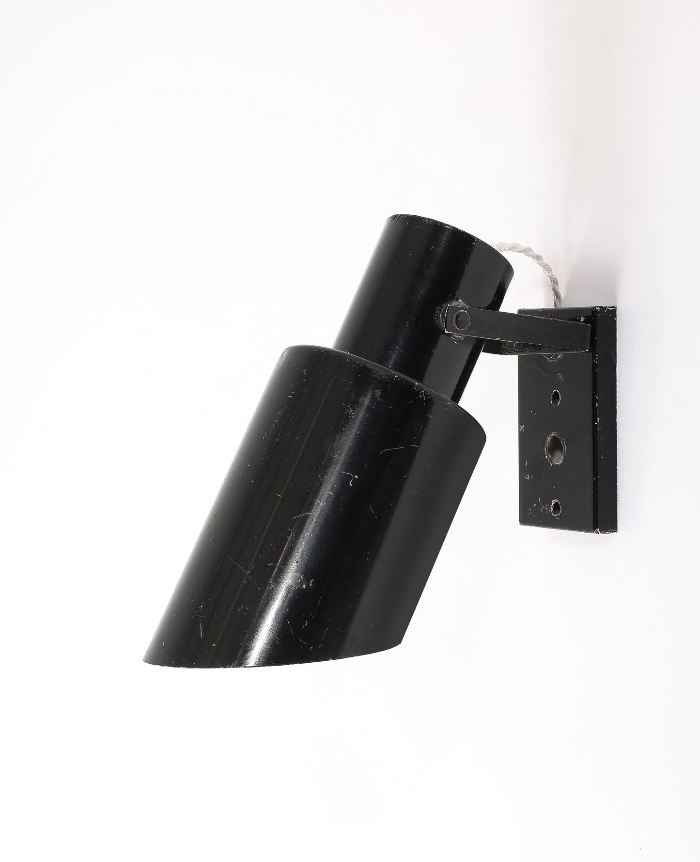 Signed Black Tole "Applique Volante" Plug In Sconces by Lita - France 1960's