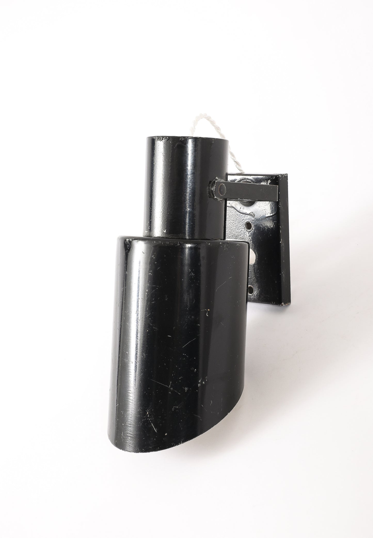 Signed Black Tole "Applique Volante" Plug In Sconces by Lita - France 1960's
