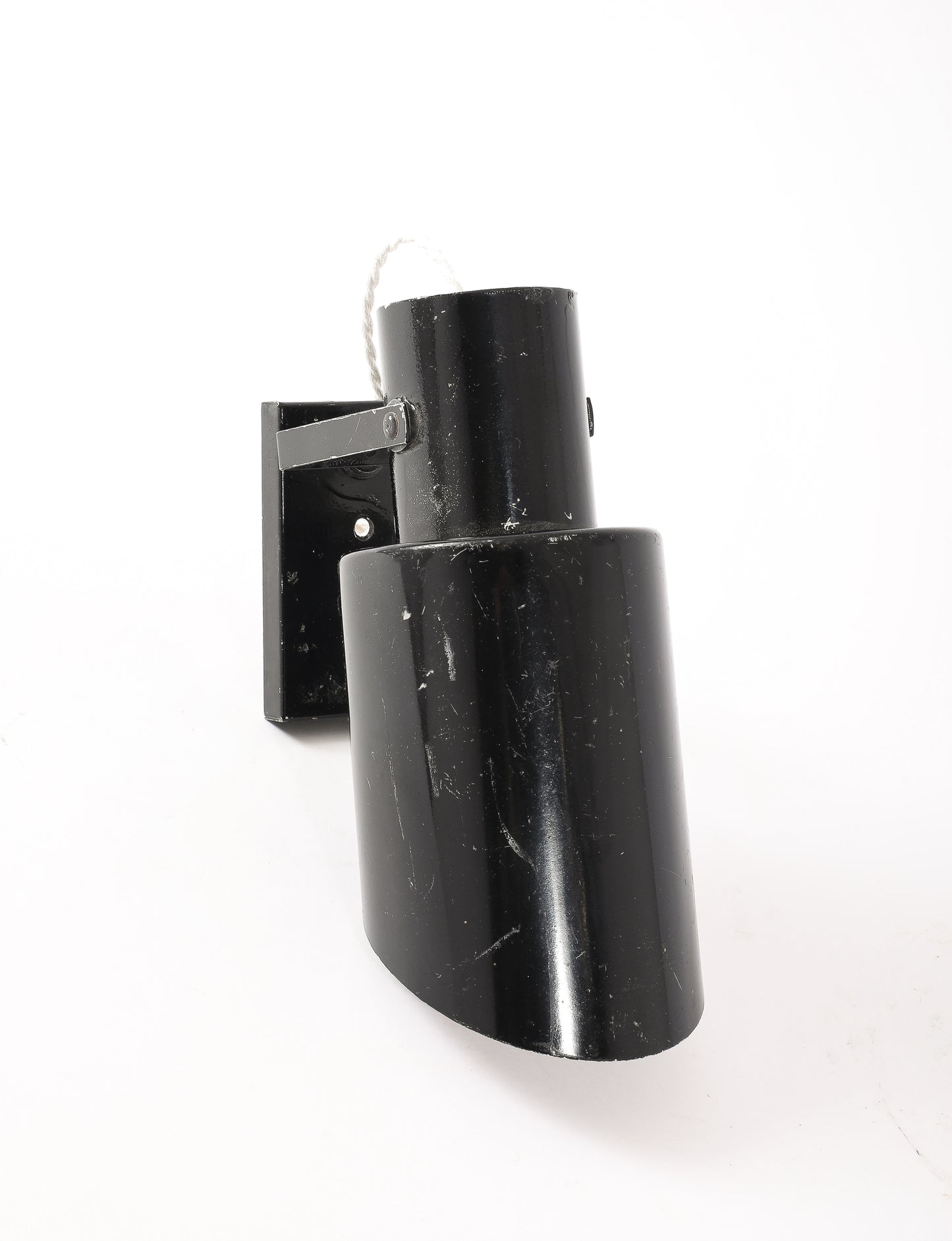 Signed Black Tole "Applique Volante" Plug In Sconces by Lita - France 1960's