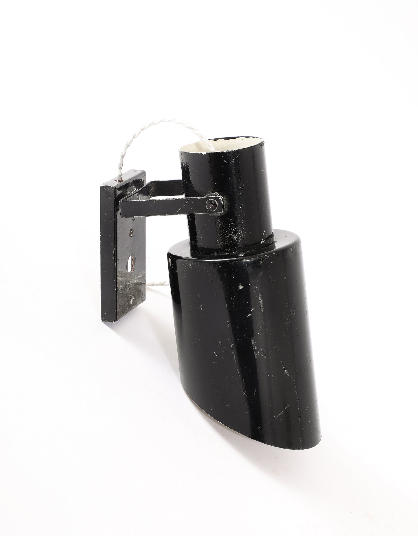 Signed Black Tole "Applique Volante" Plug In Sconces by Lita - France 1960's