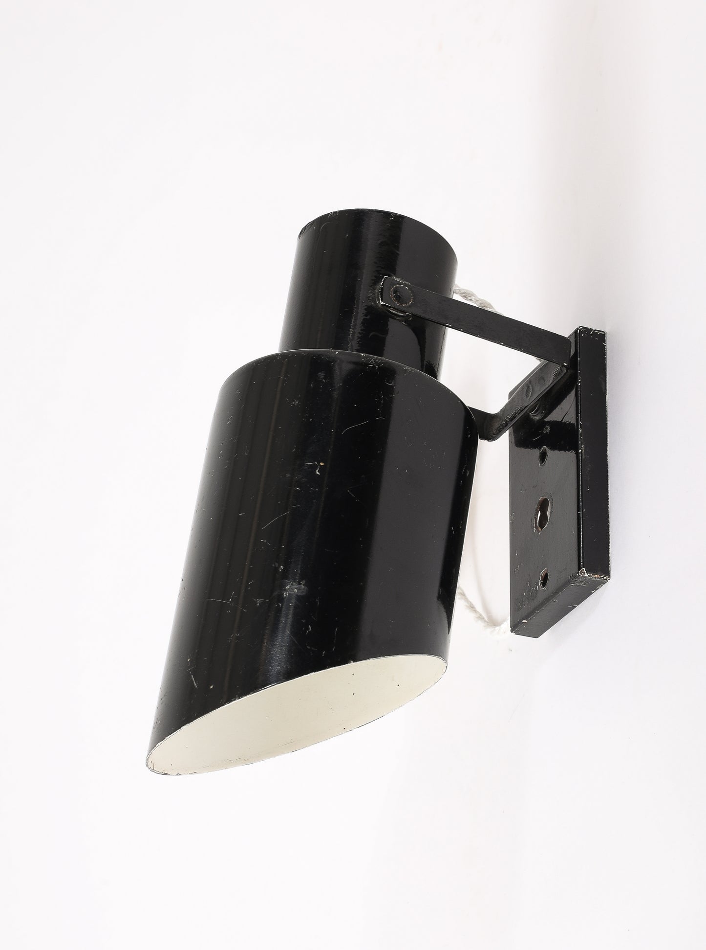 Signed Black Tole "Applique Volante" Plug In Sconces by Lita - France 1960's