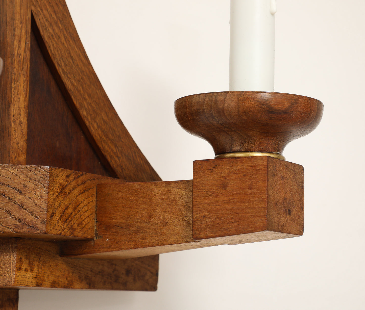Double Arms All Oak Modernist Sconces - France 1940's