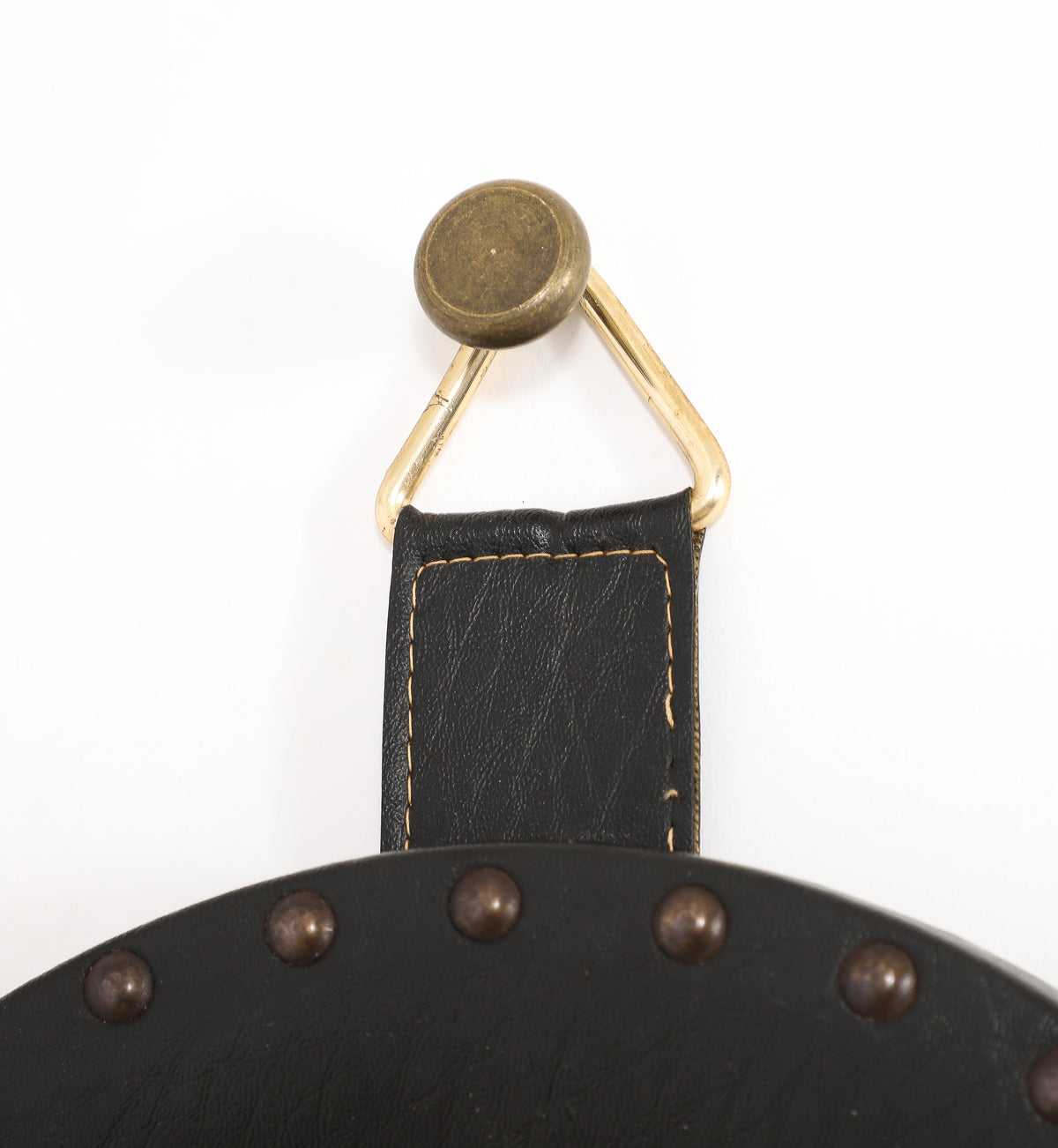 "Sorcière" Mirror in Black Studded Leatherette - France 1960's