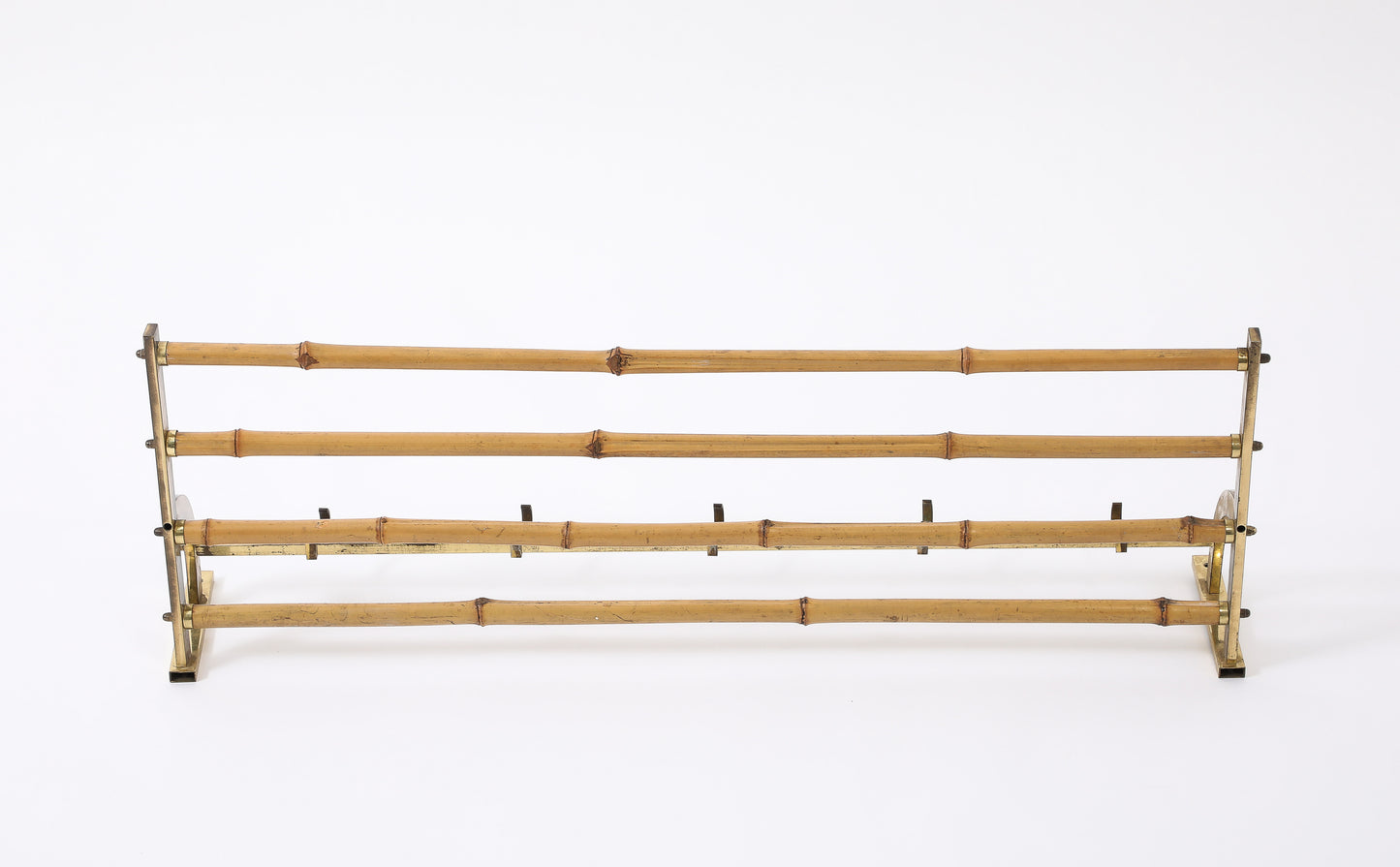 Patinated Brass & Bamboo Coat Rack in style Gabriella Crespi - Italy 1970's
