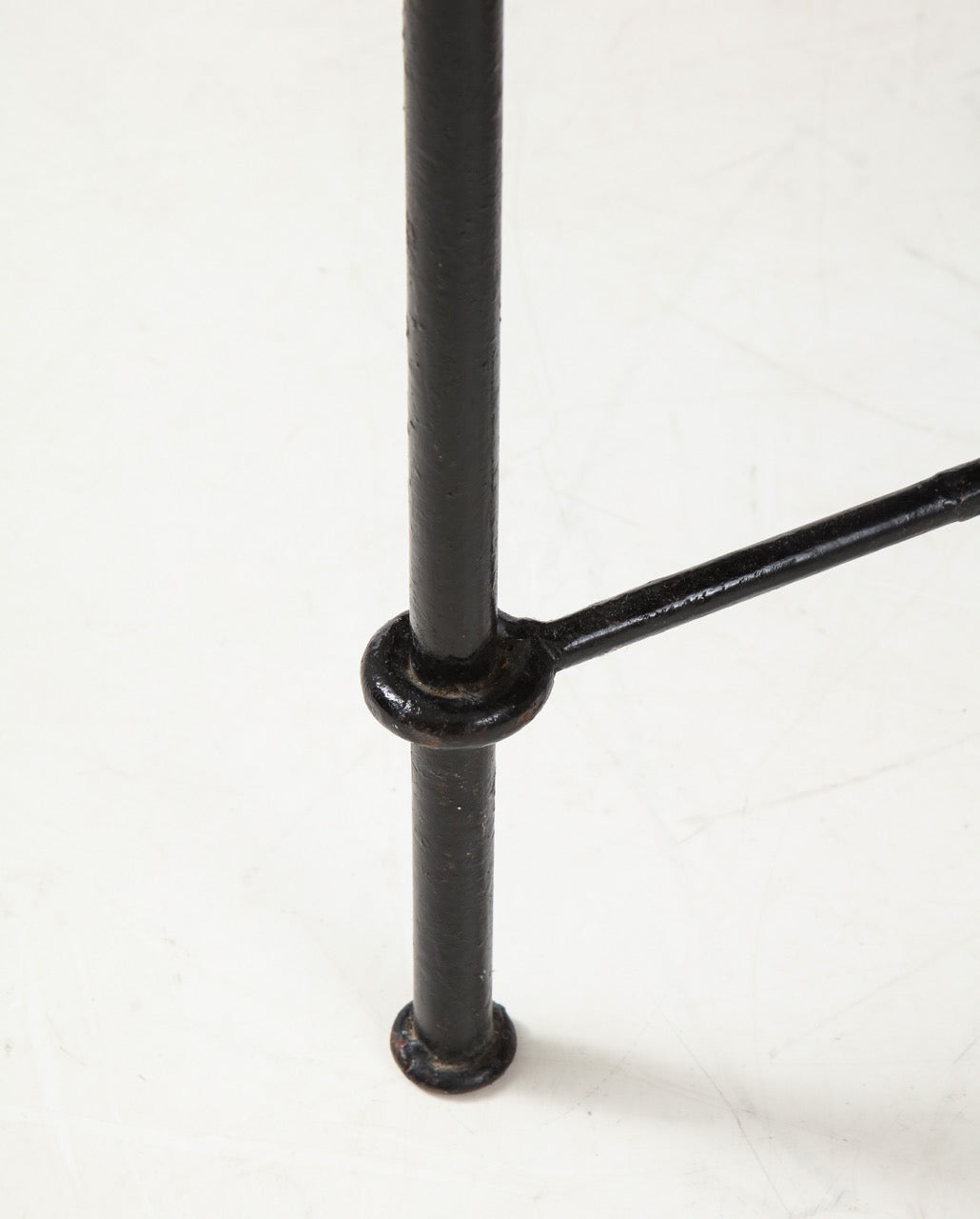 Wrought Iron and Leather Side Table, France, 1940's