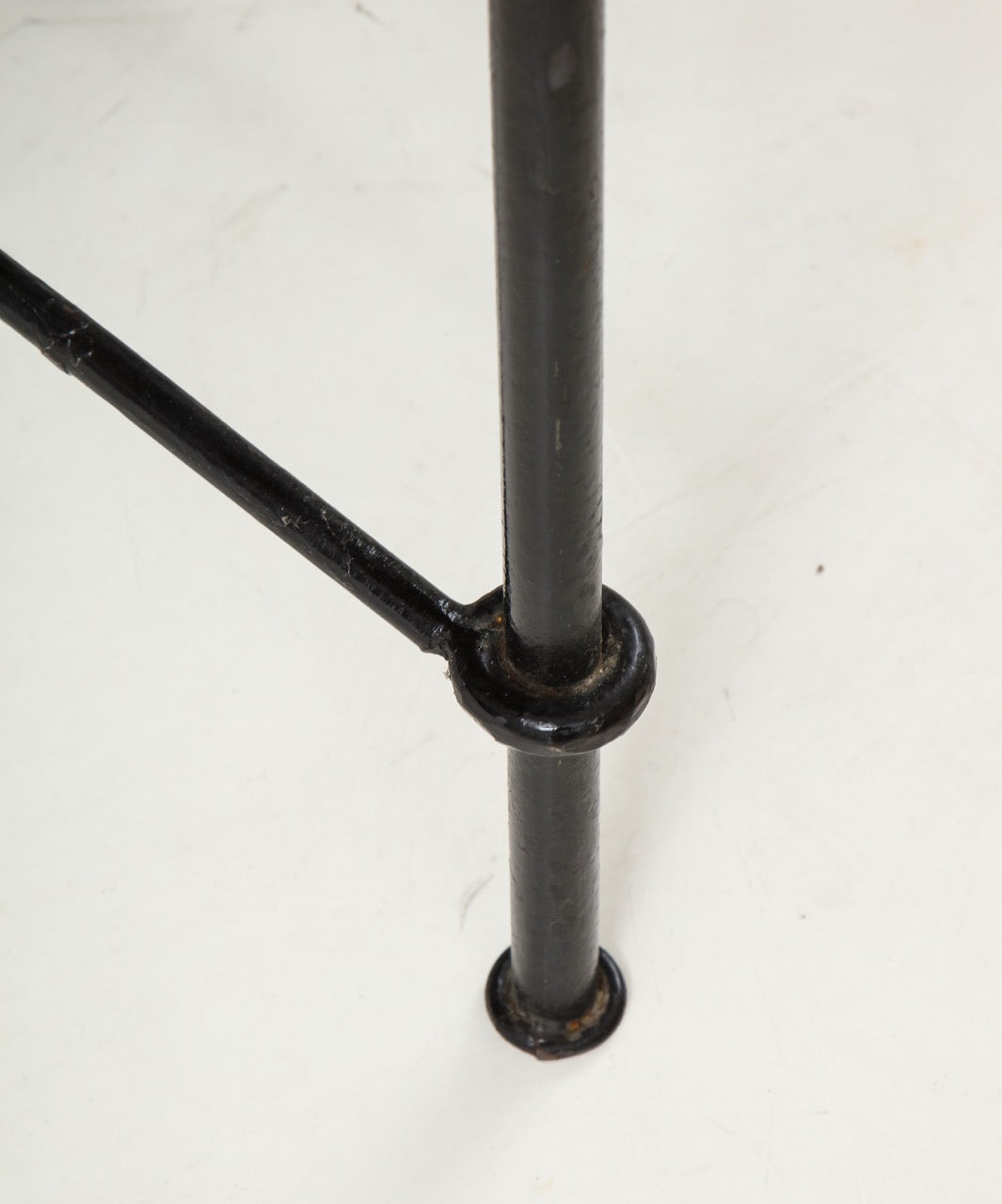 Wrought Iron and Leather Side Table, France, 1940's