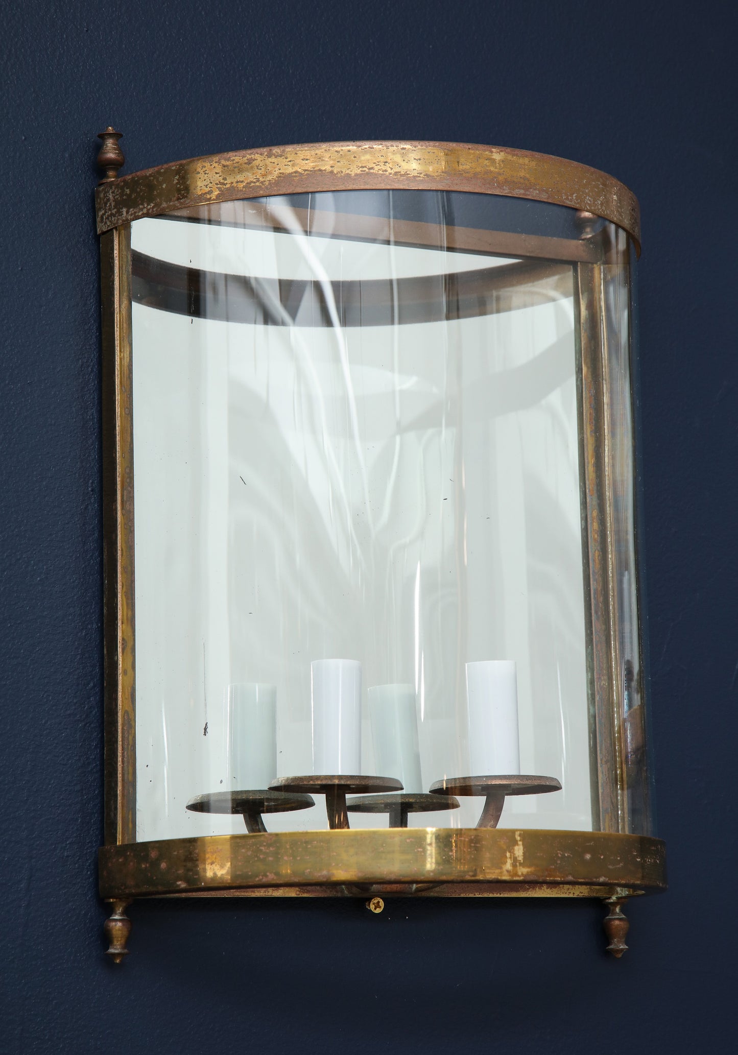 Pair of Brass Mirror and Glass Neoclassical Sconces, France, 1960s
