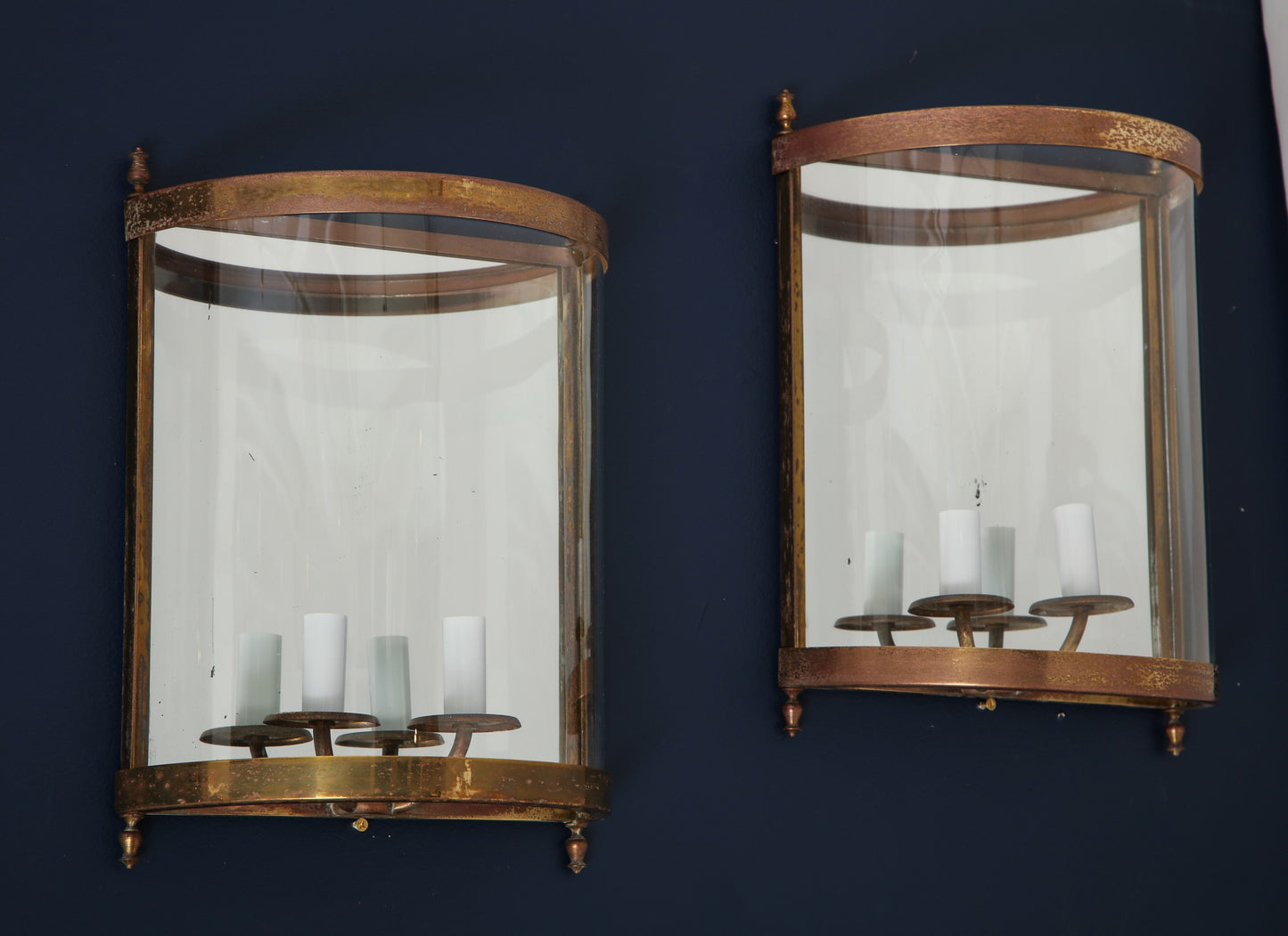 Pair of Brass Mirror and Glass Neoclassical Sconces, France, 1960s