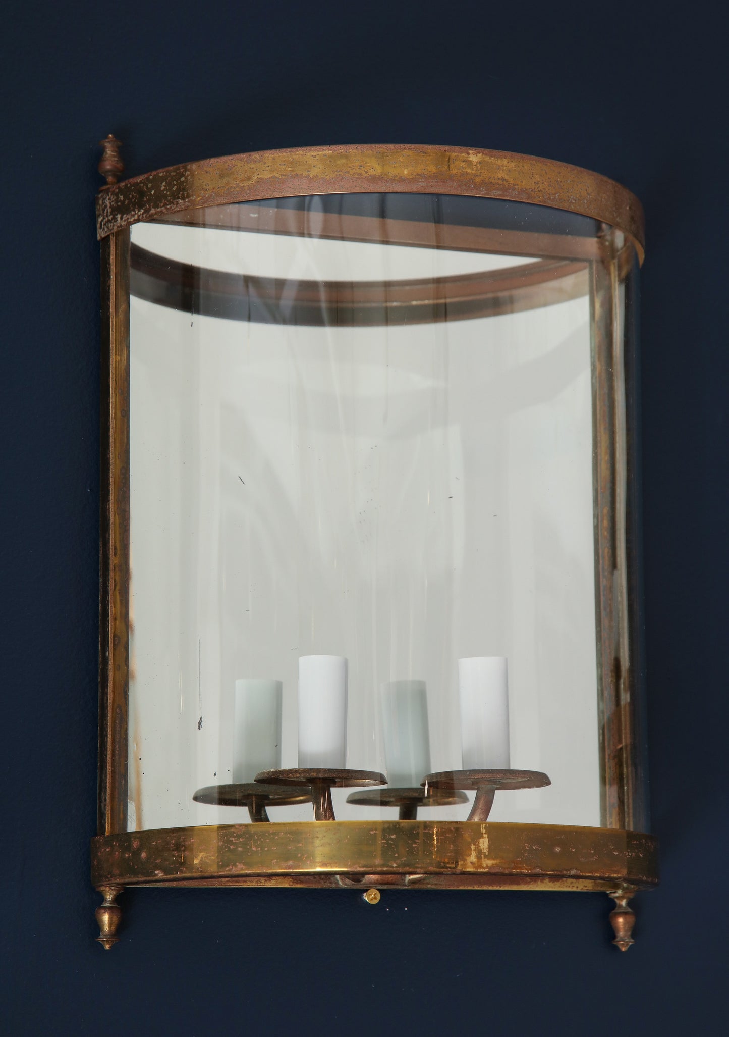 Pair of Brass Mirror and Glass Neoclassical Sconces, France, 1960s