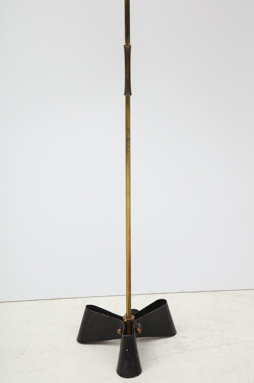 Outstanding Bronze and Wrought Iron Floor Lamp, 1950s