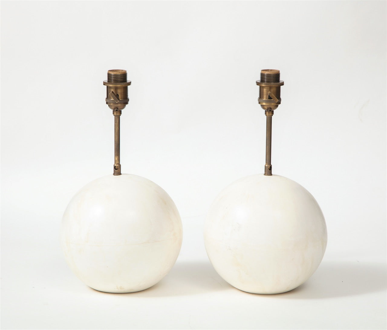 Pair of Handmade Plaster Table Lamps with Globe Bases by Facto Atelier Paris