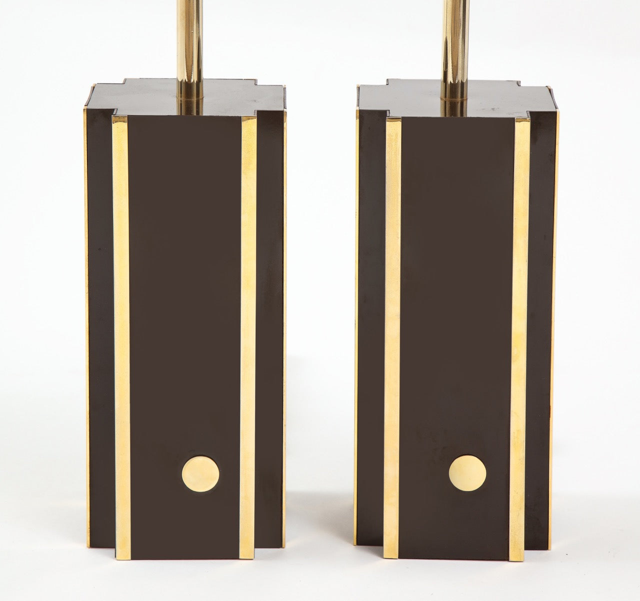 1970s Deep Brown Laminate Table Lamps, France