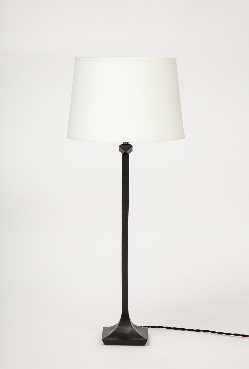 Signed Solid Bronze Table Lamp by R. Peduzzi, France, 1980's