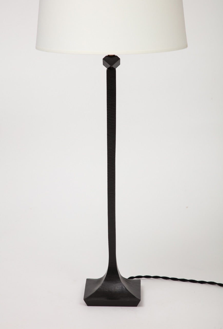 Signed Solid Bronze Table Lamp by R. Peduzzi, France, 1980's