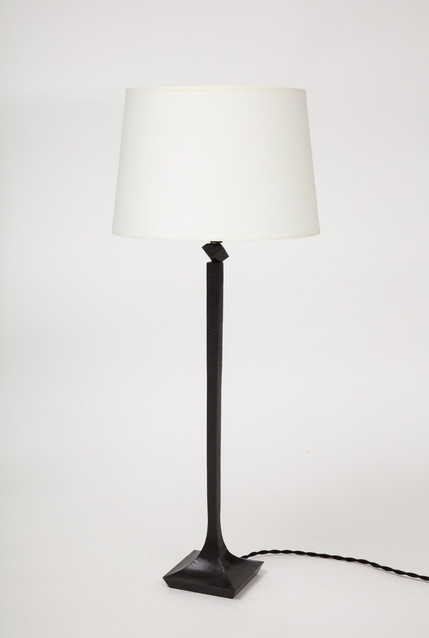 Signed Solid Bronze Table Lamp by R. Peduzzi, France, 1980's