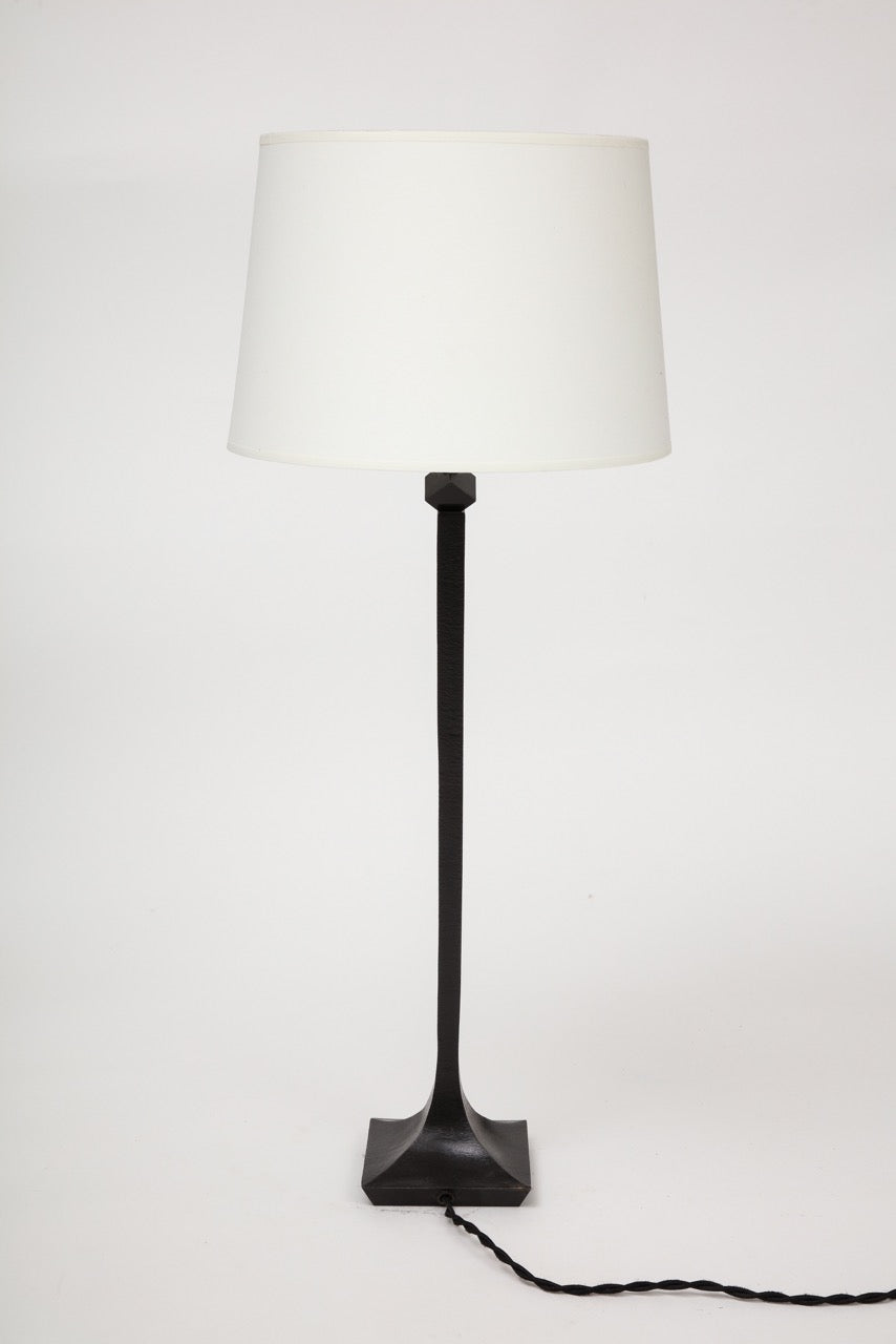 Signed Solid Bronze Table Lamp by R. Peduzzi, France, 1980's
