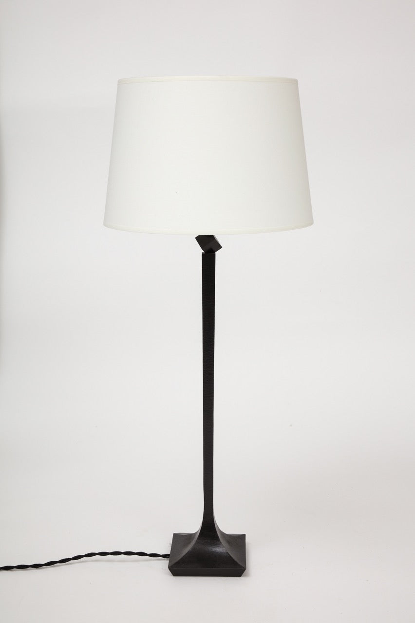 Signed Solid Bronze Table Lamp by R. Peduzzi, France, 1980's
