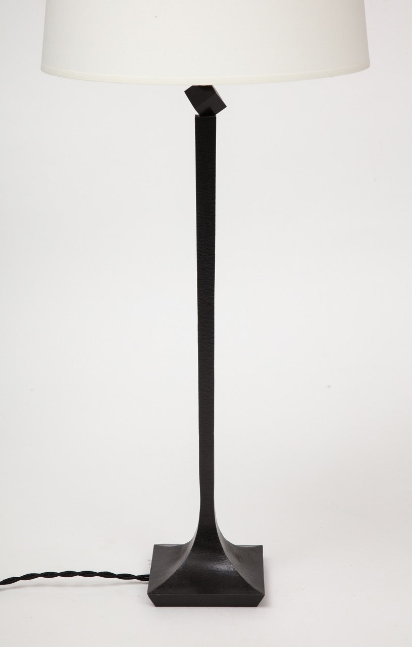 Signed Solid Bronze Table Lamp by R. Peduzzi, France, 1980's
