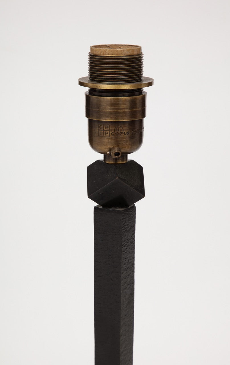 Signed Solid Bronze Table Lamp by R. Peduzzi, France, 1980's