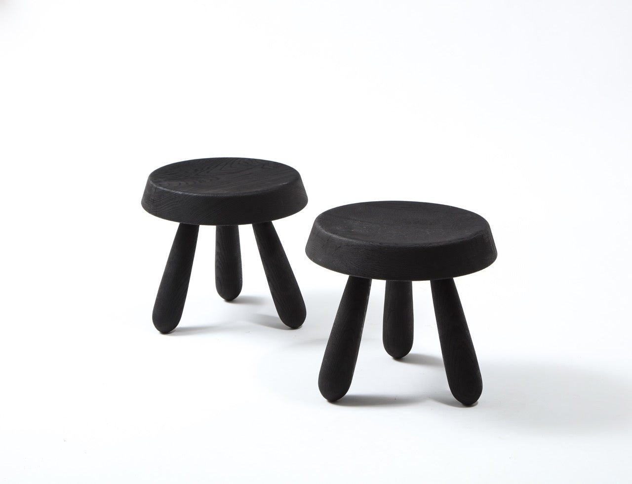 Petite Charcoal Burnt Oak Tripod Stool by Douglas Mont for Facto Atelier, Paris