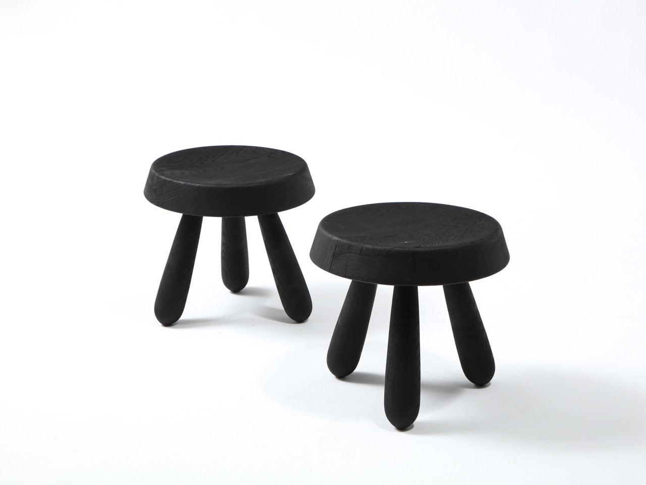 Petite Charcoal Burnt Oak Tripod Stool by Douglas Mont for Facto Atelier, Paris