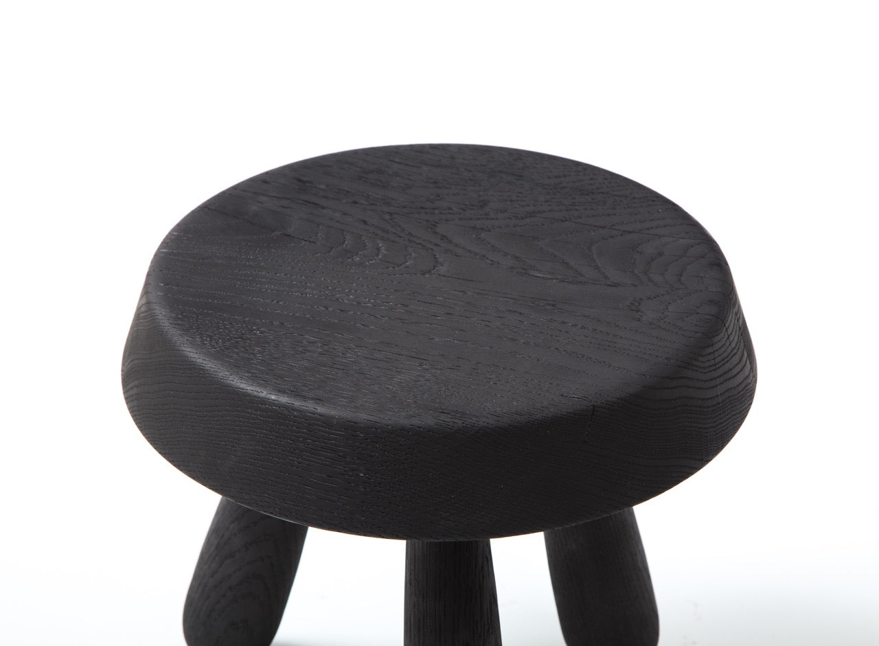 Petite Charcoal Burnt Oak Tripod Stool by Douglas Mont for Facto Atelier, Paris