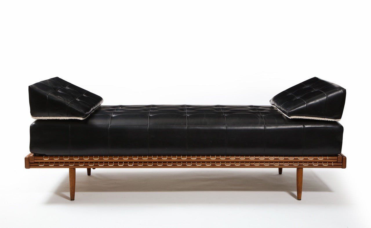 Beech and Cord Sofa/Daybed by Georges Tigien, France 1960's