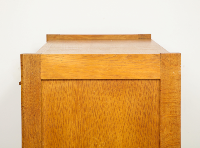 Solid Oak Cabinet and Desk by Guillerme et Chambron, France, 1960's