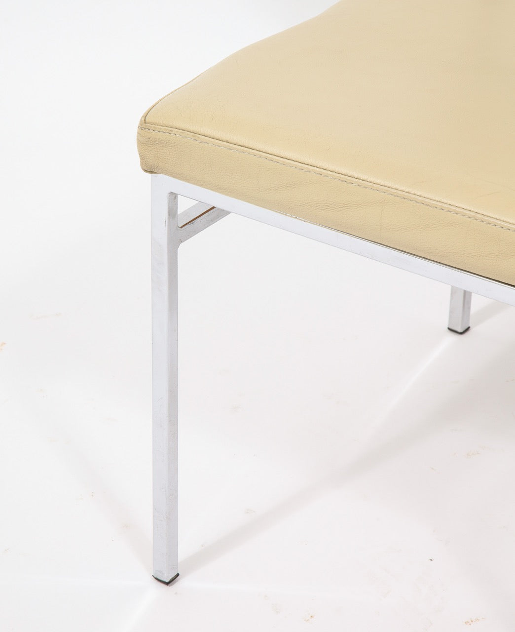 6 Chrome and Cream Leather P60 Chairs by Philippon & Lecoq, France, 1960's