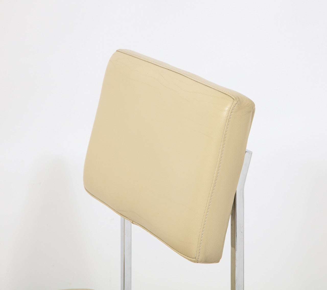 6 Chrome and Cream Leather P60 Chairs by Philippon & Lecoq, France, 1960's