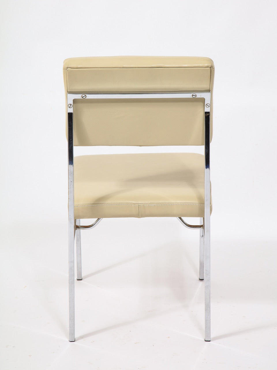 6 Chrome and Cream Leather P60 Chairs by Philippon & Lecoq, France, 1960's