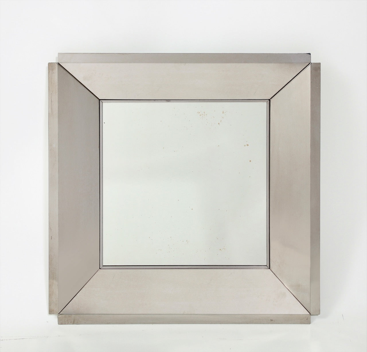 "Caisson" Square Chrome Wall Mirror in the style of Sciolari - Italy 1970's