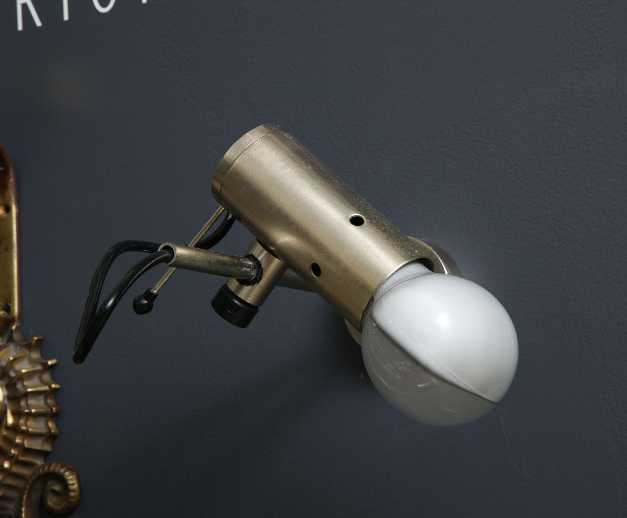 Minimalist Nickel Plated Bronze Sconces by Tito Agnoli for Oluce, Italy 1970's
