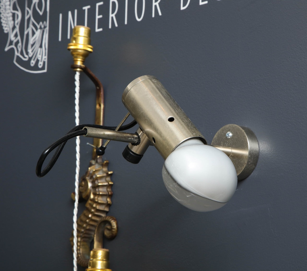 Minimalist Nickel Plated Bronze Sconces by Tito Agnoli for Oluce, Italy 1970's