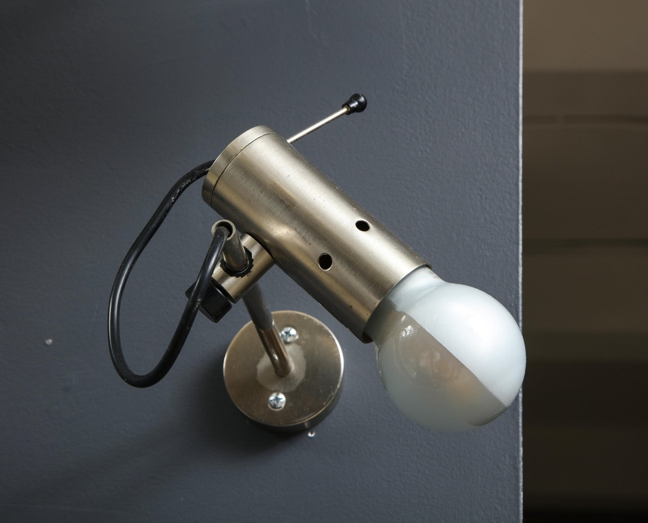 Minimalist Nickel Plated Bronze Sconces by Tito Agnoli for Oluce, Italy 1970's