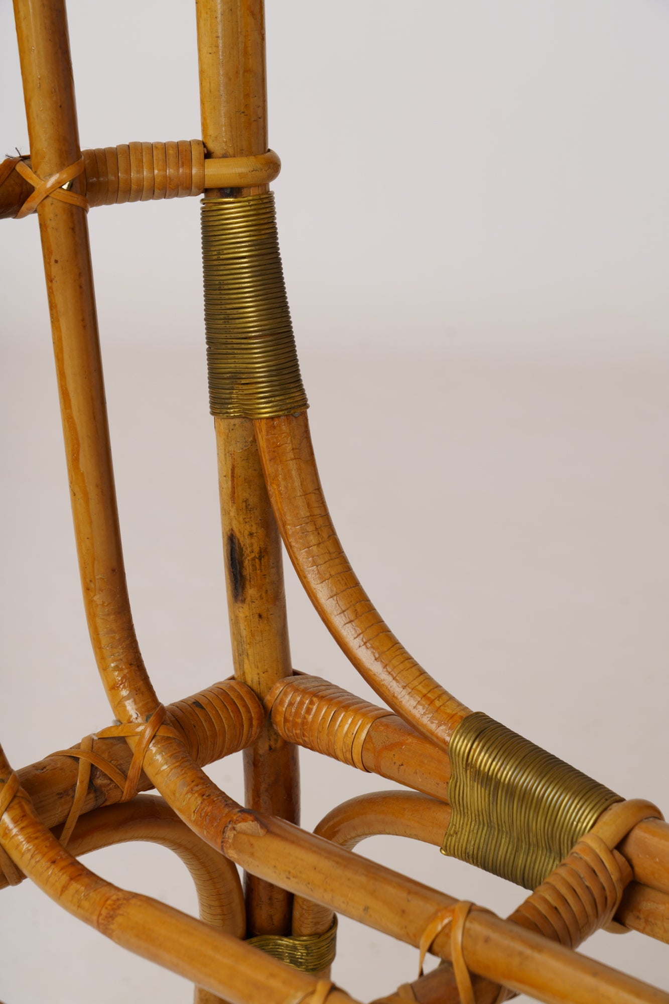 Rattan & Brass Desk & Chair by Gilles Sermadiras, Ed. Maison & Jardin - 1960's