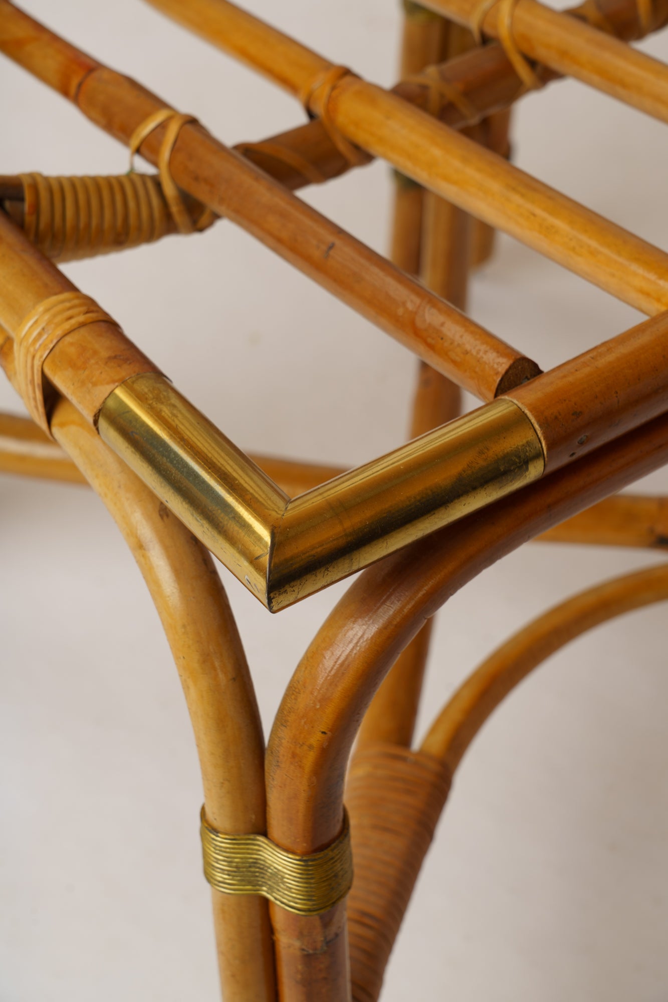 Rattan & Brass Desk & Chair by Gilles Sermadiras, Ed. Maison & Jardin - 1960's