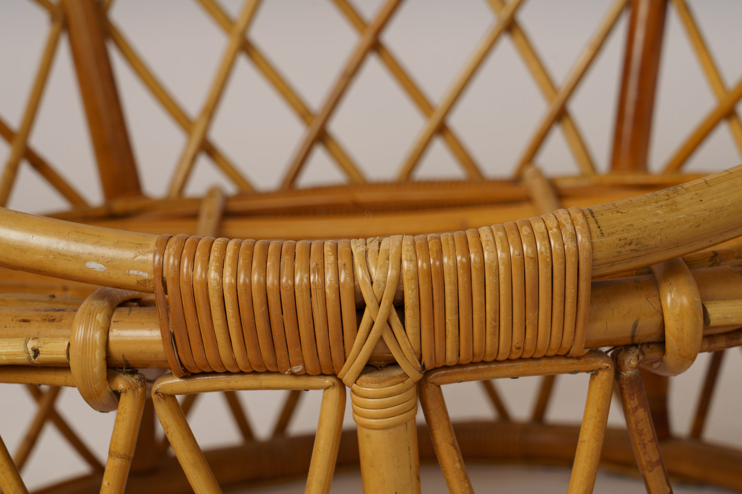 Pair of Signed "Berceau" Basket Rattan Loungers by Audoux Minnet - France 1960's