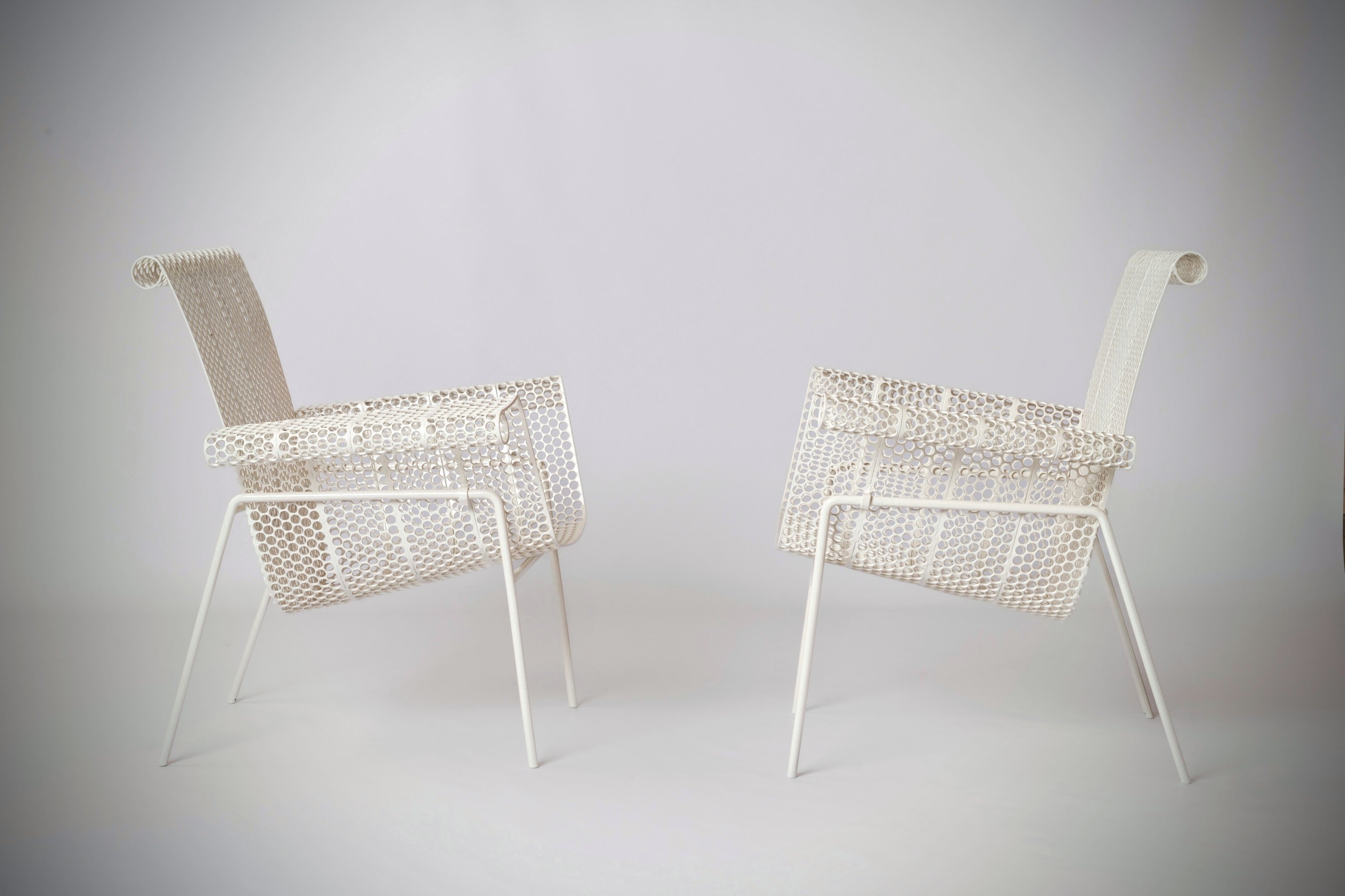 "Rigitulle" Ply Perforated Sheet Metal Armchairs by René Malaval - France 1950s