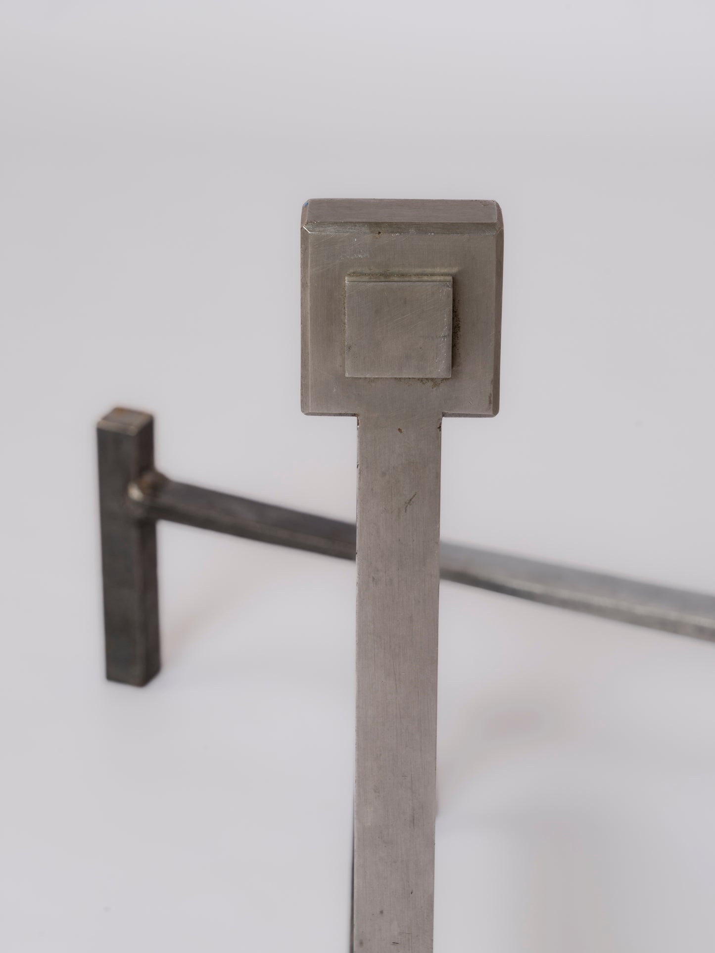 Big Size Modernist Stainless Steel Andirons in the style of Adnet - France 1970s