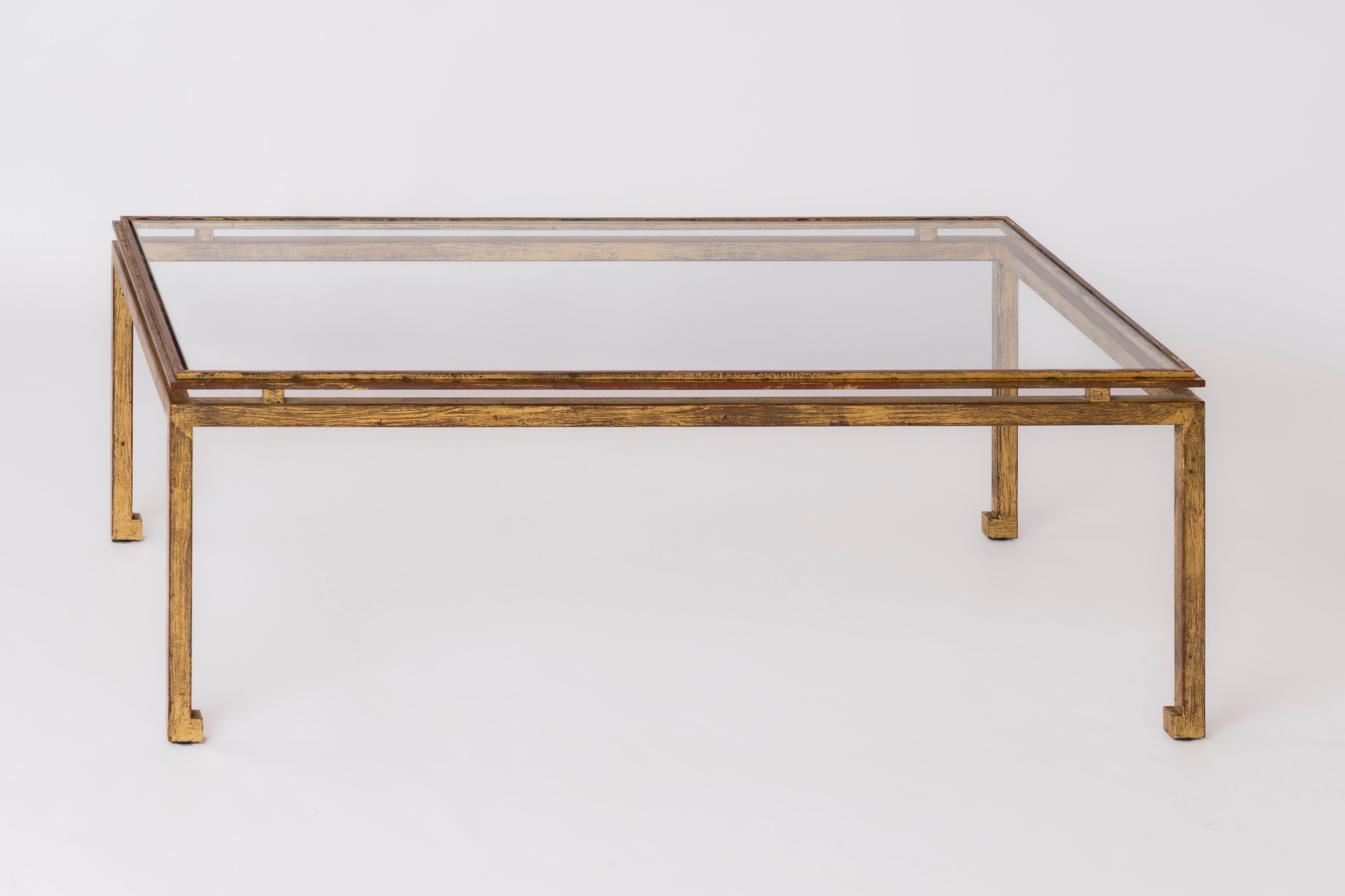 "Etrier" Gold Leaf over Steel Coffee Table by Henri Pouenat - France 1960's
