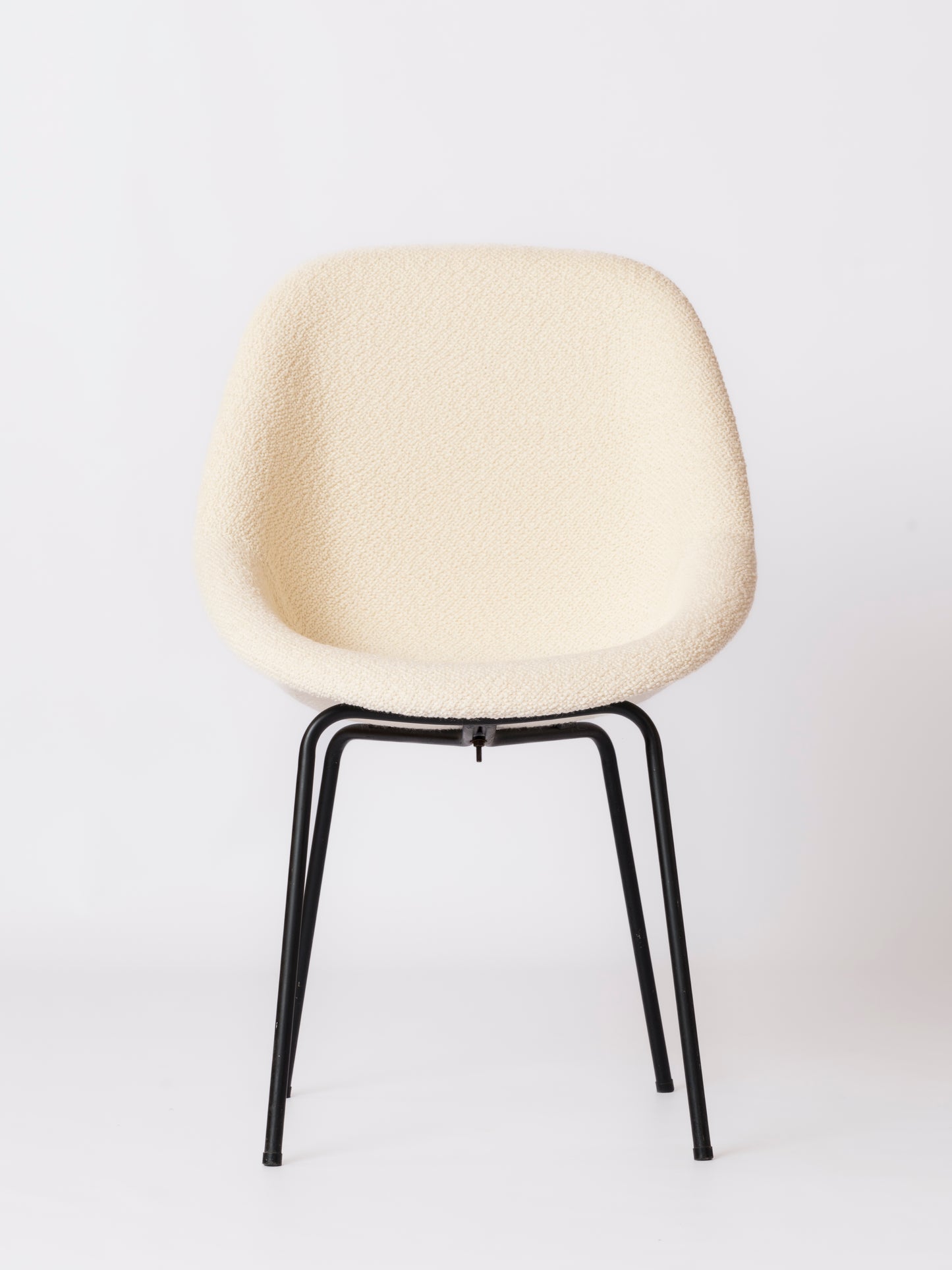 Black Enamel Steel & Lelievre Off White Boucle Chair by Dangles & Defrance