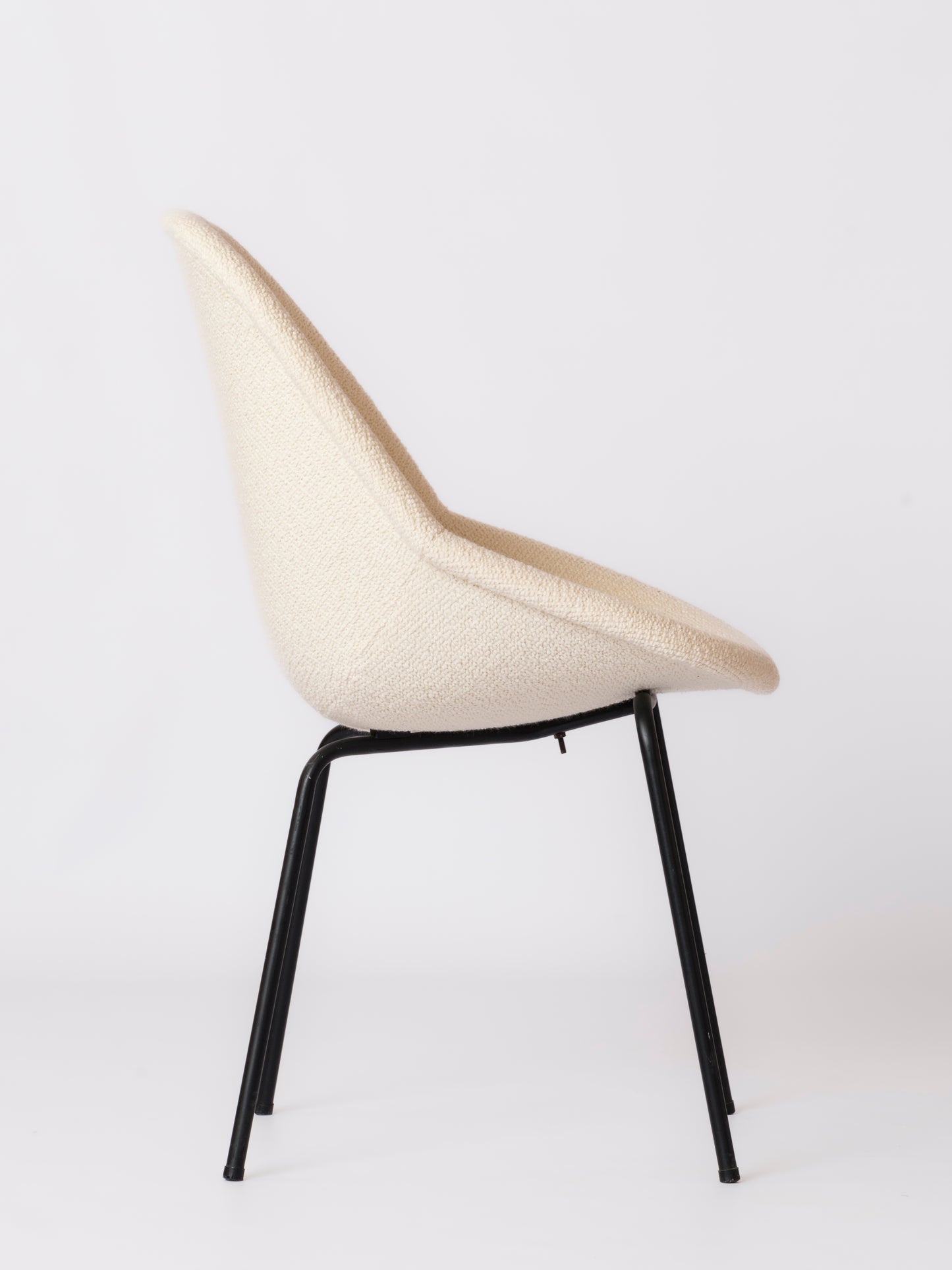 Black Enamel Steel & Lelievre Off White Boucle Chair by Dangles & Defrance